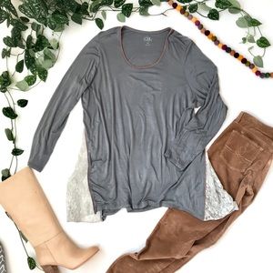 LOGO by Lori Goldstein Gray Long Sleeve with Lace